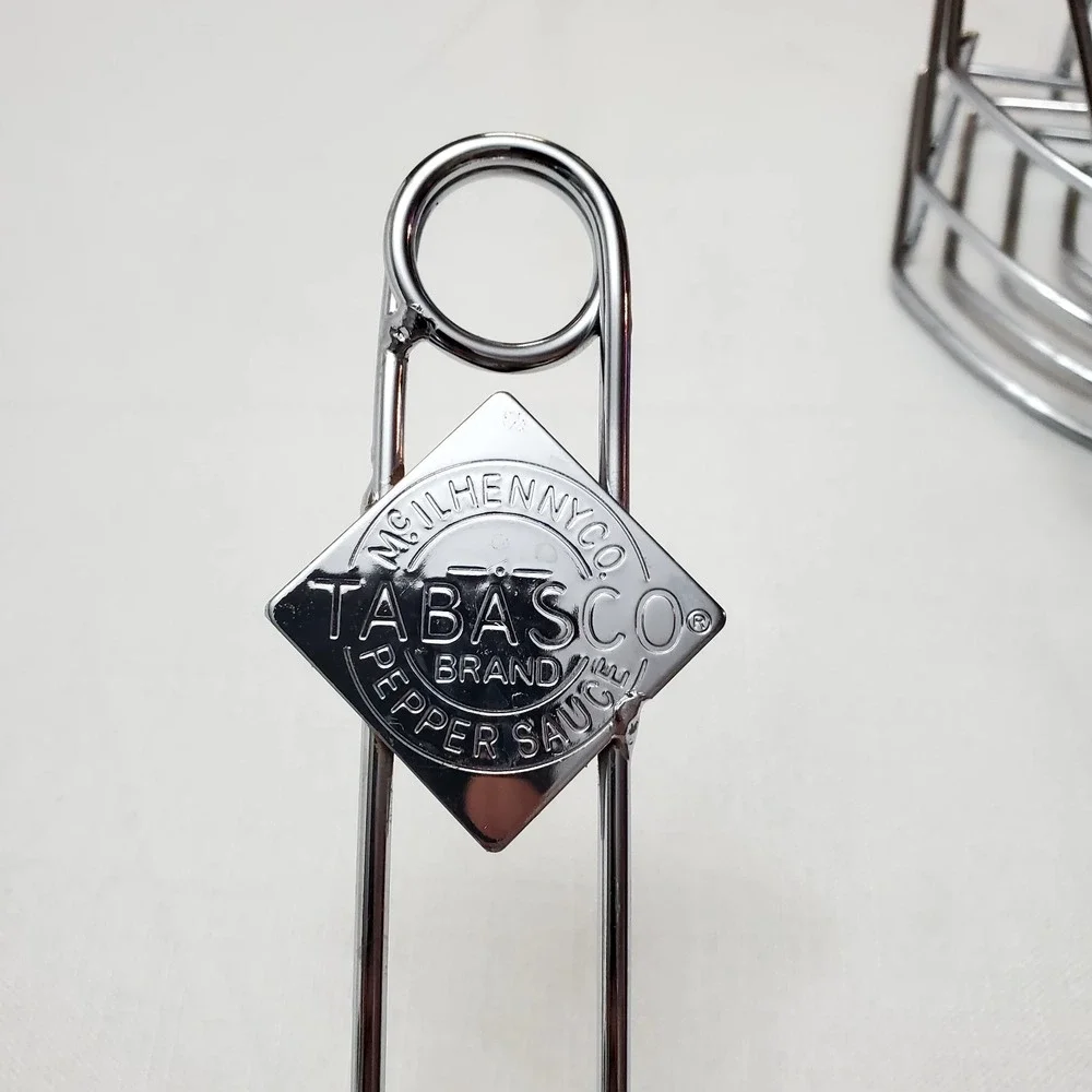 🔥Tabasco Hot Pepper Sauce Chrome Condiment Caddy Holder‎ Table Top Restaurant